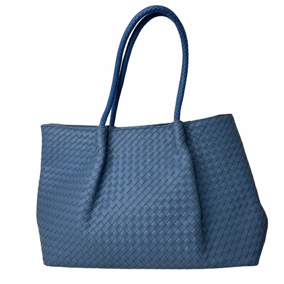 Lulu Dharma Handbags - Lulu Dharma Napa Vegan Leather Hand Woven Tote Bag